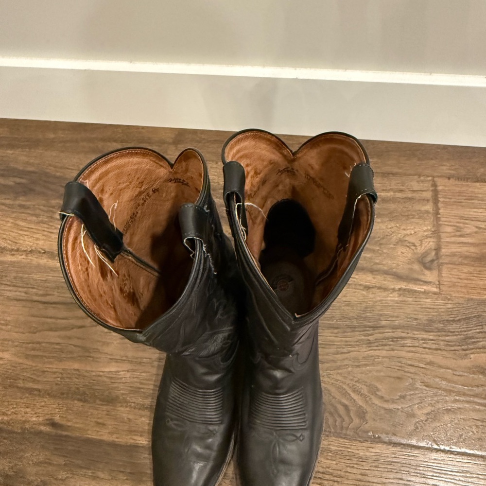 Men’s Black Leather Cowboy Boots - Picture 6 of 8